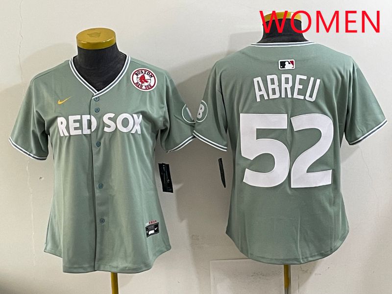 Women 2025 Boston Red Sox 52 Abreu Green Joint Name Nike MLB Jersey style 9